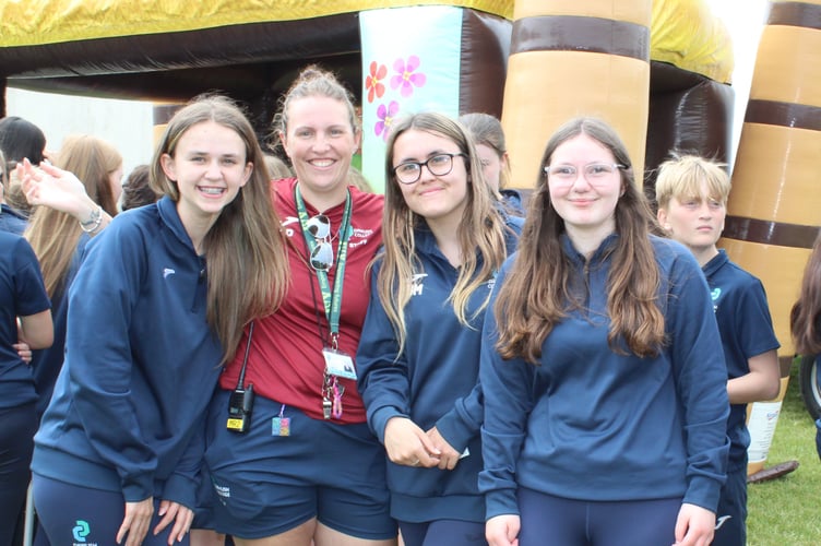 Students and staff at Dawlish College celebrate successfully achieving a 20-day attendance challenge. Pictured are: Mya Harris, Madison Davison, Brooke Mole, Aisha Pearce and Elliot Williams 